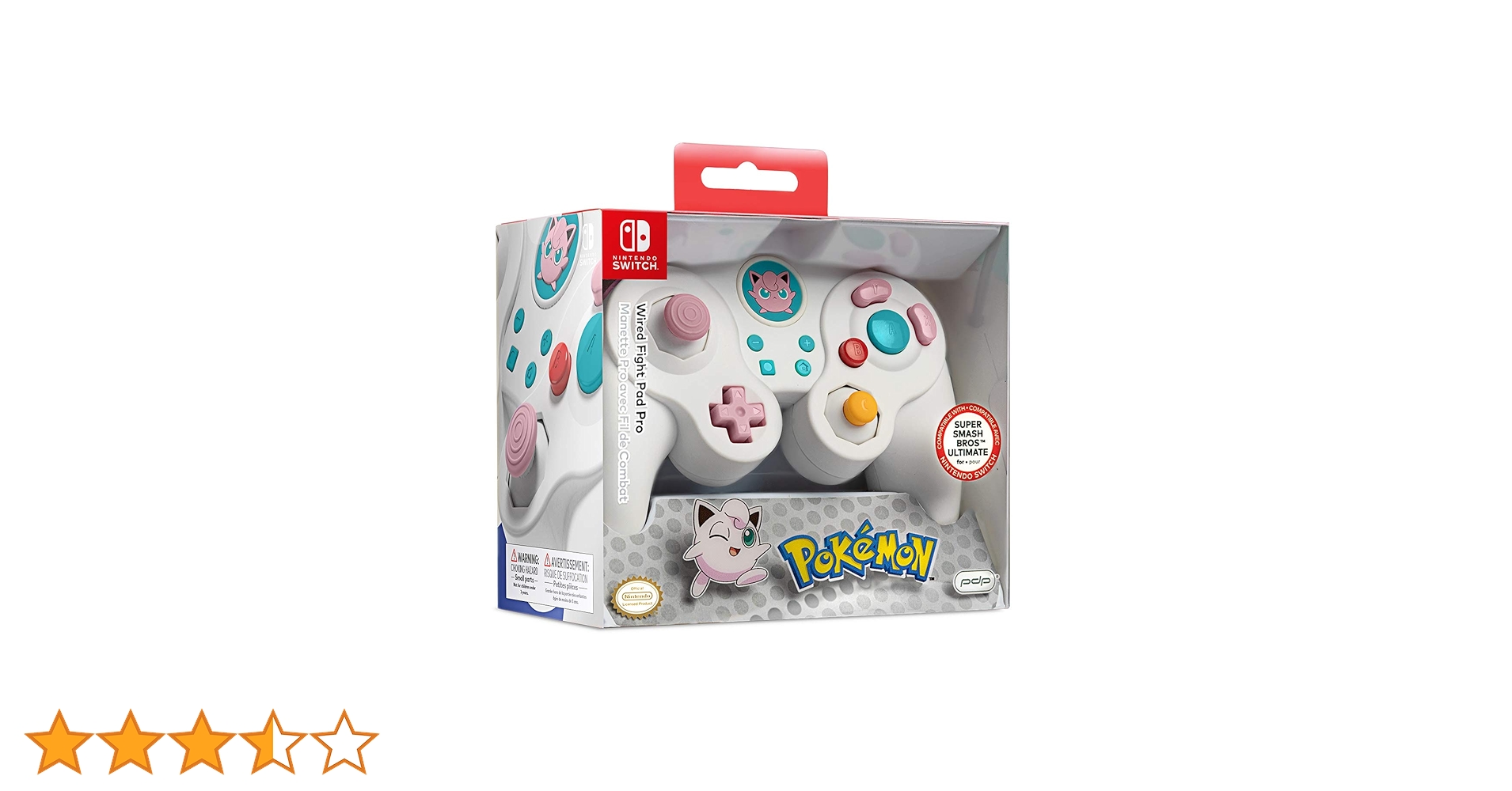【箱なし】PDPコントローラー ポケモン プリン 白 箱なし】PDPコントローラー ポケモン プリン 白